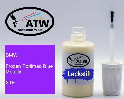 BMW, Frozen Portimao Blue Metallic, X1E: 20ml Lackstift, von ATW Autoteile West.